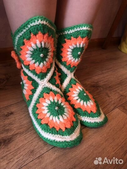 Вязанные сапожки