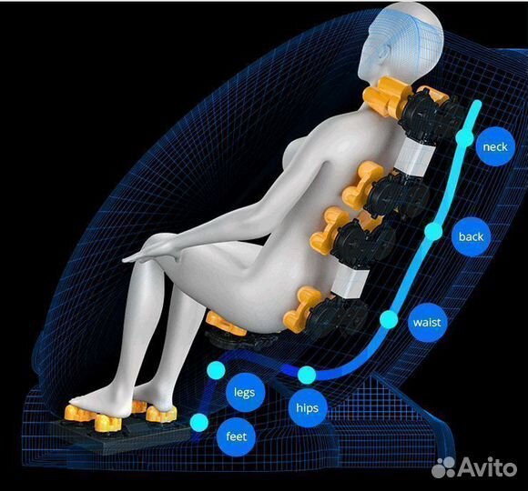 Массажное кресло BD105 голубое