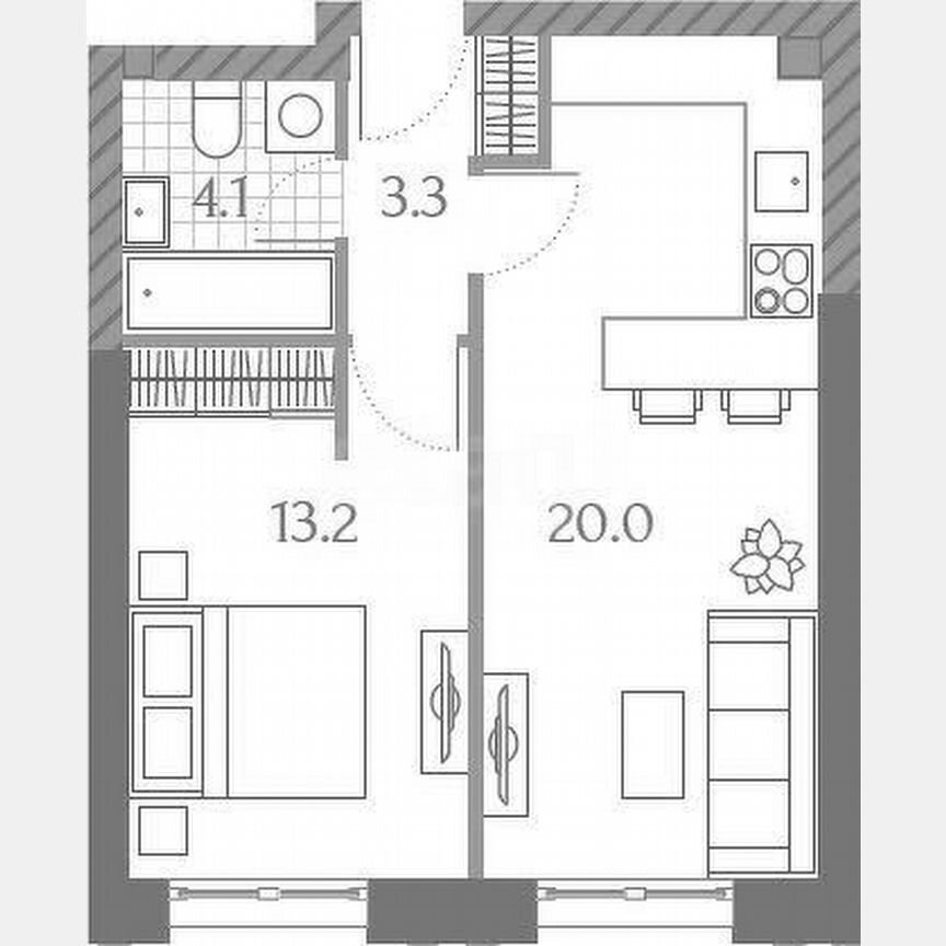 1-к. квартира, 41 м², 13/32 эт.
