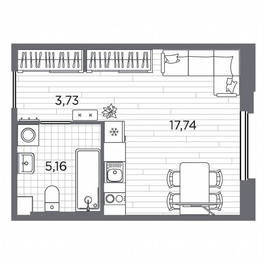 Квартира-студия, 26,6 м², 2/5 эт.