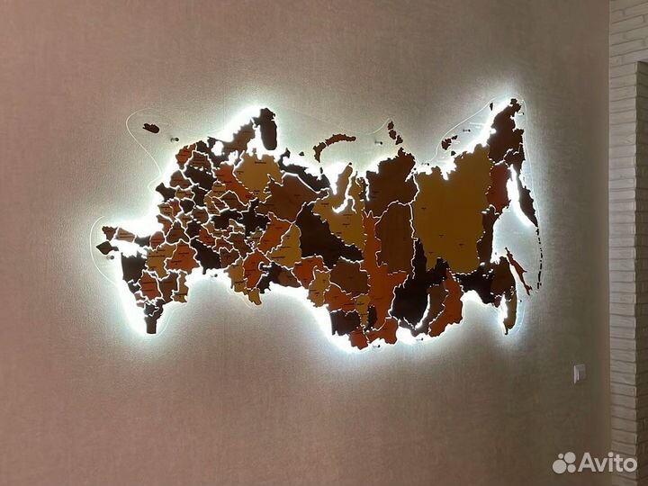 Деревянная карта России из дерева, Киров