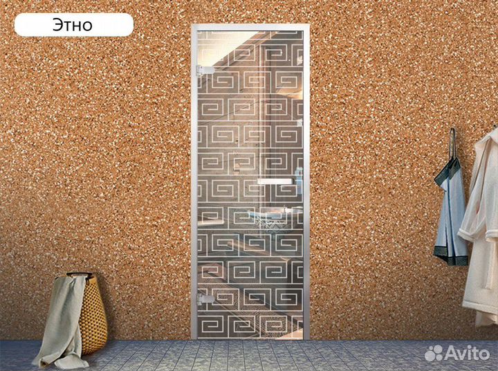 Дверь стеклянная с алюминиевой коробкой для хамама