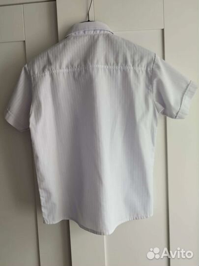 Рубашка белая для мальчика с коротким рукавом 110