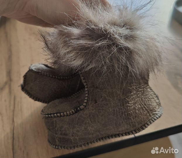 Пинетки коричневые кожа