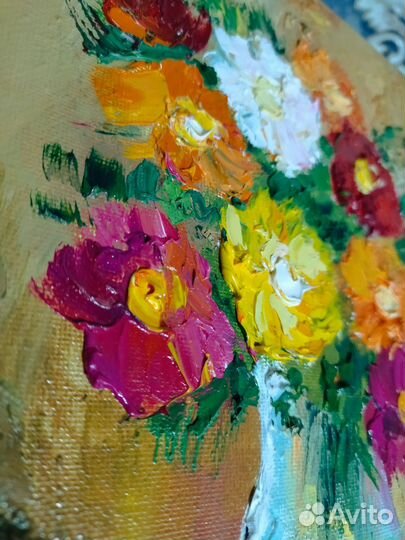 Картина маслом цветы в вазе