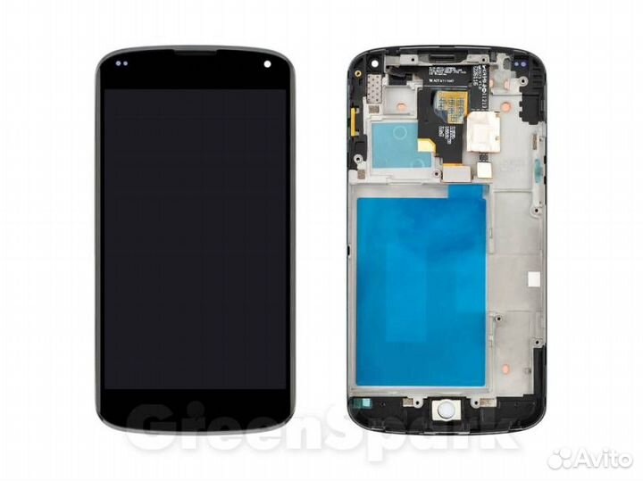 Дисплей для LG Nexus 4 E960 в рамке +тач черный