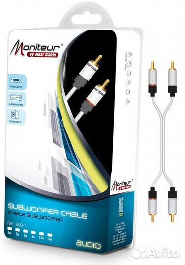 Межблочный кабель Real Cable 2RCA-1, 1 метр