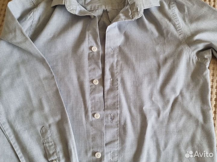 Рубашка Ostin 145 см белая и голубая