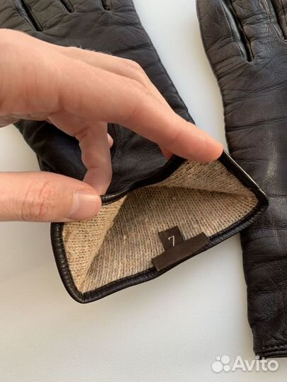 Перчатки кожаные коричневые размер S