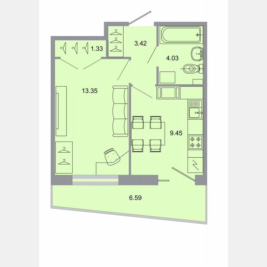 1-к. квартира, 32,7 м², 5/15 эт.
