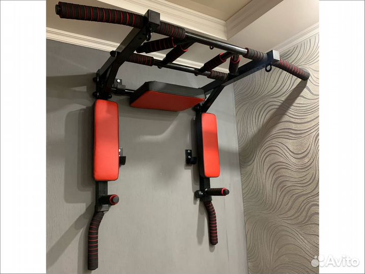 Турник брусья пресс 3в1/ турник мультихват красный