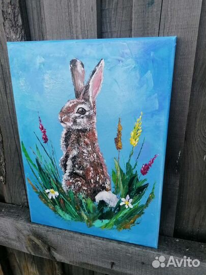 Картина маслом на холсте кролик