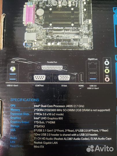Материнская плата ASRock J4005B-ITX