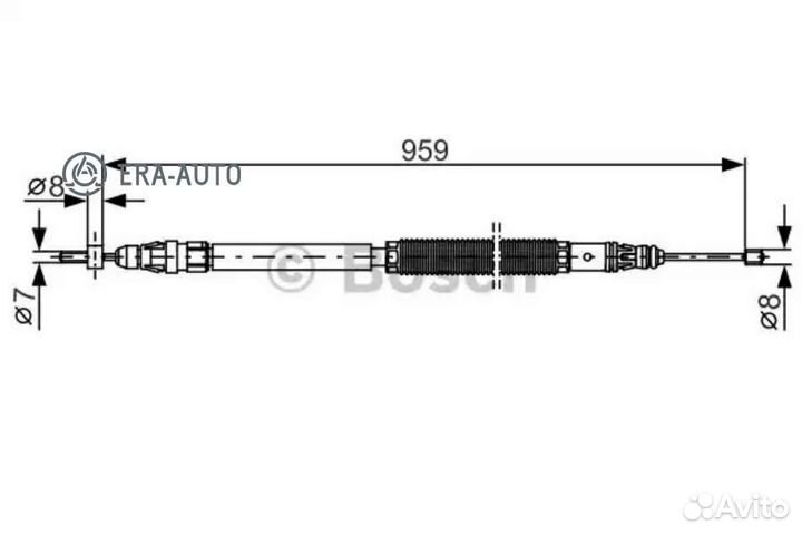 Bosch 1987482001 Трос ручного тормоза R