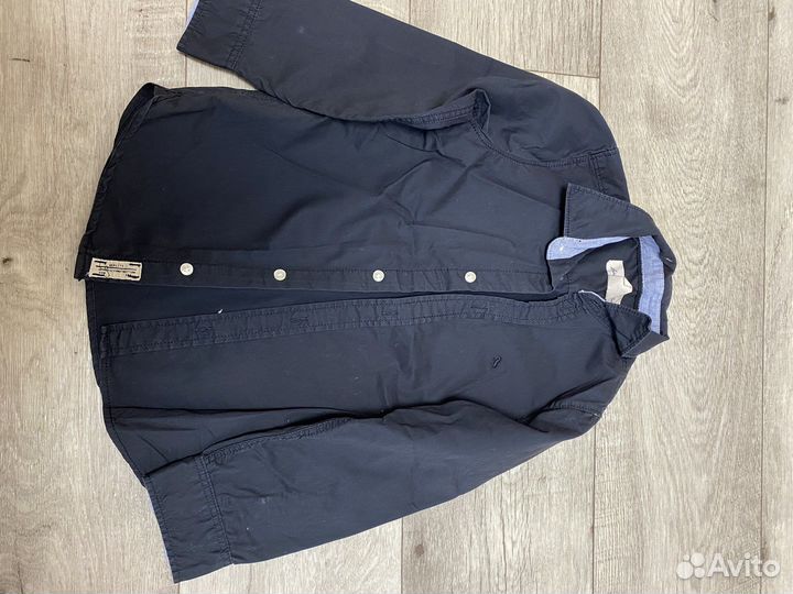 Рубашка для мальчика 116 синяя и черная