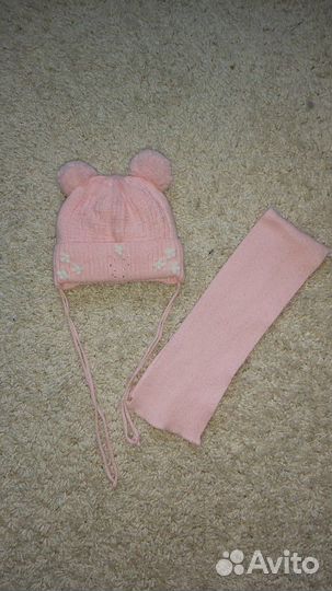 Зимняя шапочка + шарф для малышки