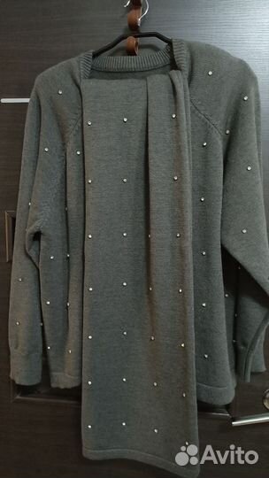 Трикотажный костюм с юбкой женский 46