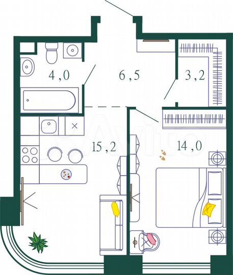 1-к. квартира, 46,3 м², 3/19 эт.