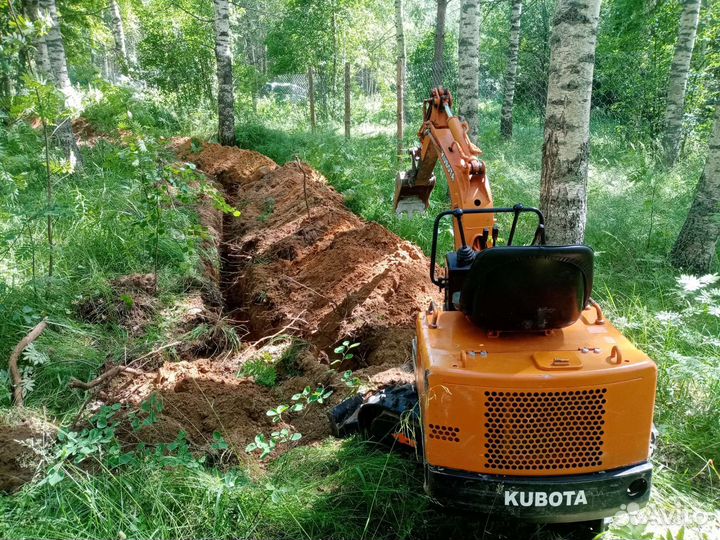 Услуги мини экскаватора, вспашка земли, аренда