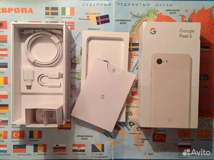 Коробка Pixel 3, переходник OTG USB-C to USB-A