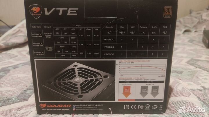 Блок питания Cougar VTE600, 600w