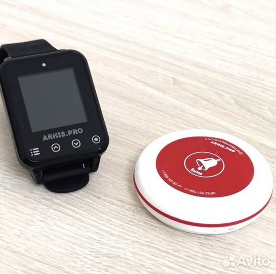 Кнопка вызова официанта и часы пейджер Элит