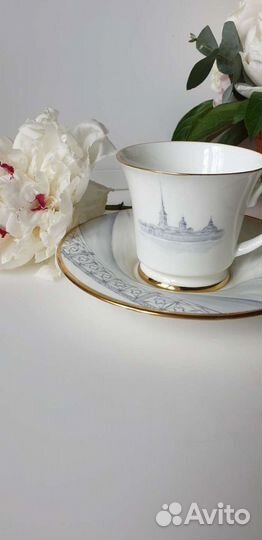 Чайная пара лфз, ручная роспись, авторский фарфор