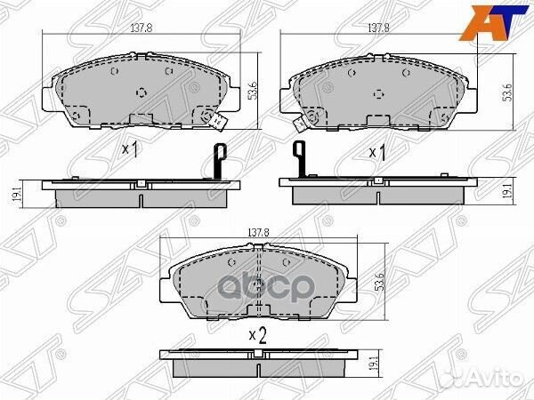 Колодки тормозные перед honda accord CC7/CG#/CF