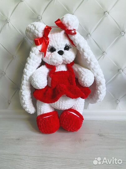 Заяц зайка вязаная ручной работы с метрикой