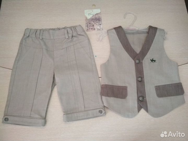 Хлопковый костюм на годик 86-92