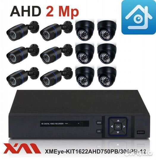Комплект видеонаблюдения на 12 камер 1080p