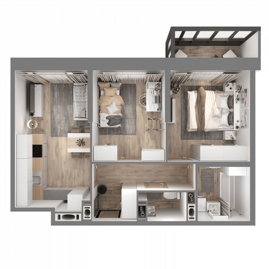 2-к. квартира, 50,4 м², 6/23 эт.