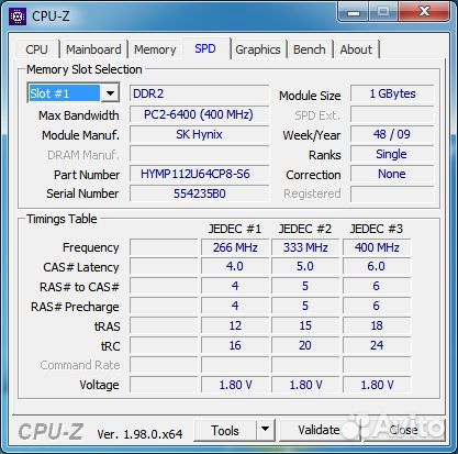 DDR2 2x1gb 800mhz 1rank CL6-6-6-18 Hynix