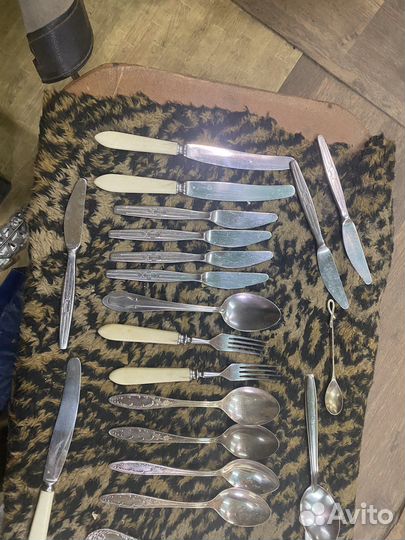 Набор столовых приборов СССР нержавейка хрусталь