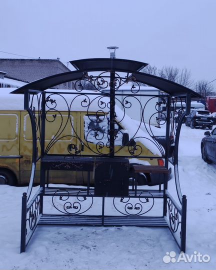 Мангал с печью кованный