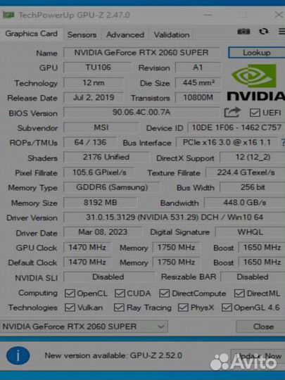 RTX2060super 8 gb +Intel i7+ddr4 16gb +M2 512 gb