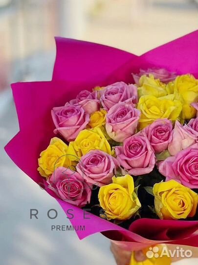 Букет из 25, 51 розы микс Аква и Пенни Лайн, розы