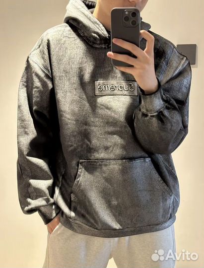 Худи Supreme x Maison Margiela черное покрашенное