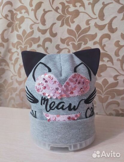 Шапка кошка блестящая