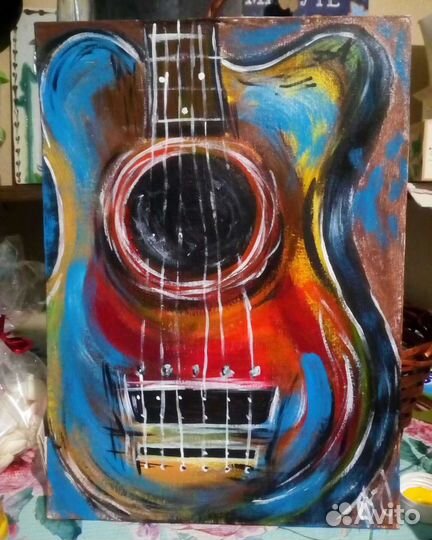 Картина. Гитара. Акрил