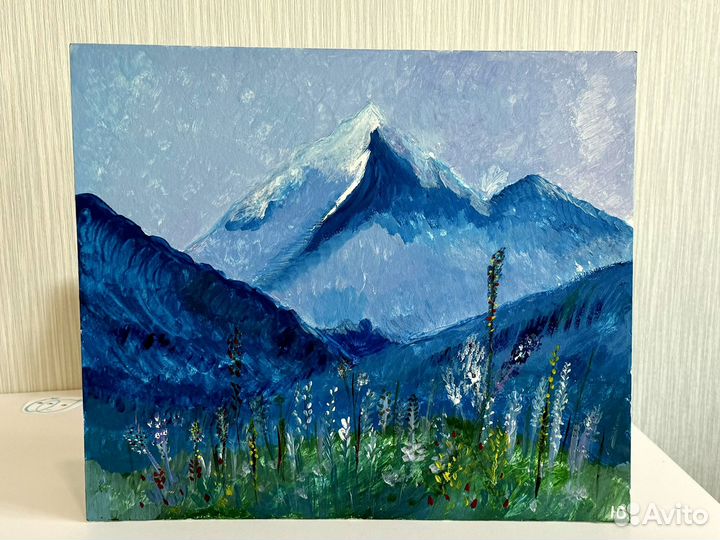 Картина акриловыми красками альпийские горы пейзаж