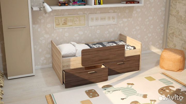 Умка Кровать К-001 с ящиками и ограничителем шимо