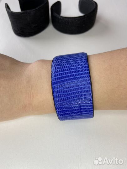 Браслет гибкий из нат.кожи акулы ската варана