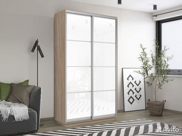 Шкаф-купе «Лоял» 2-х дверный стекло белое