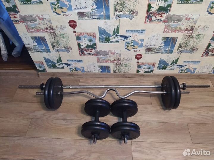 Штанга прямая 88, Z(W) обр. 45, гантели по 21,5