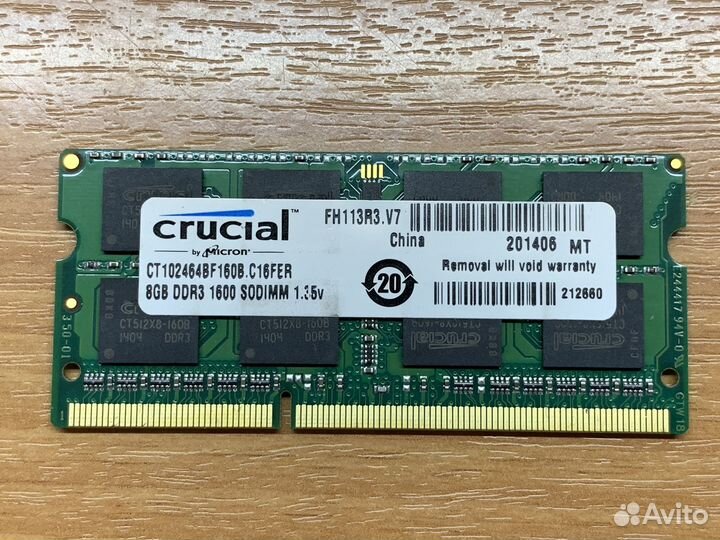 Память для ноутбука 8GB DDR3L 1600MHz Crucial