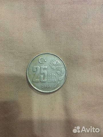 Монета 25 BIN лира Турции 2000 год