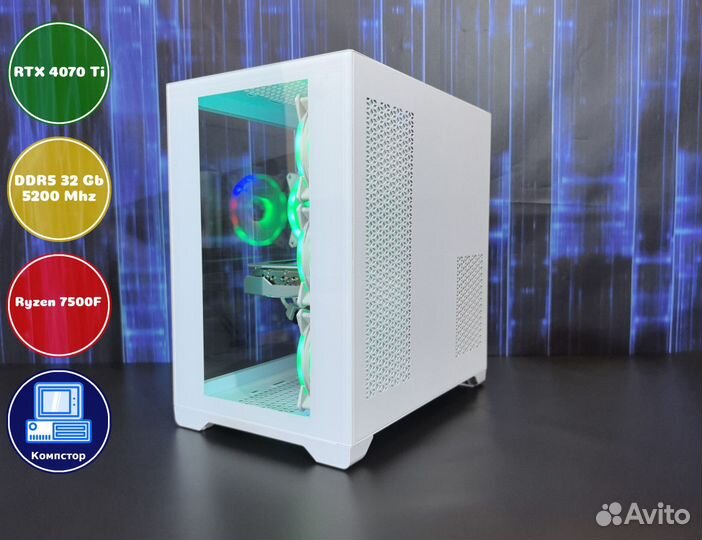 Мощный игровой пк AMD7500F-RTX4070Ti-32DDR5-KNR802934761-B650
