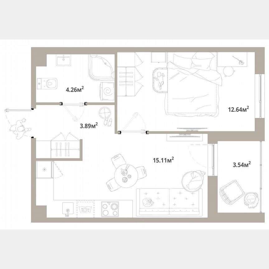1-к. квартира, 37,7 м², 5/12 эт.