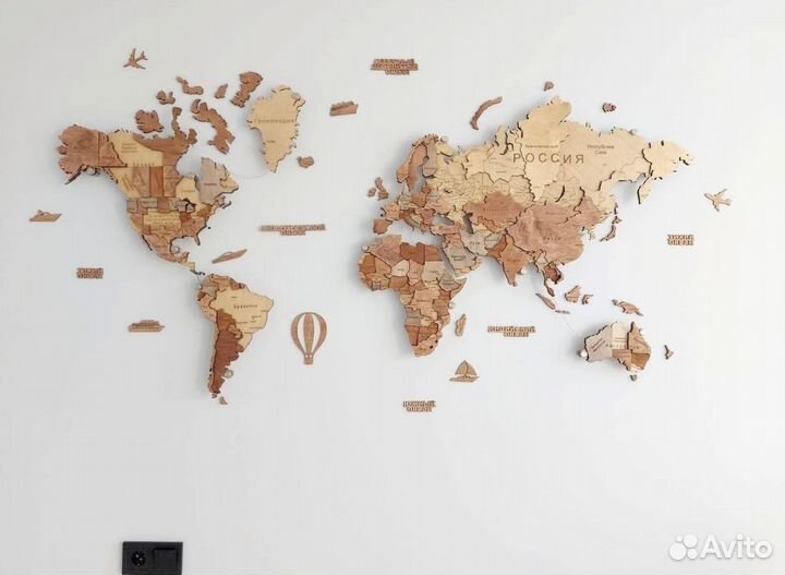 Декоративная карта Мира с подсветкой